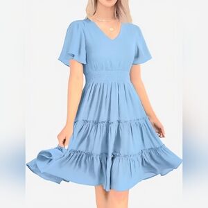 Zattcas Baby Blue Ruffle Dress Medium